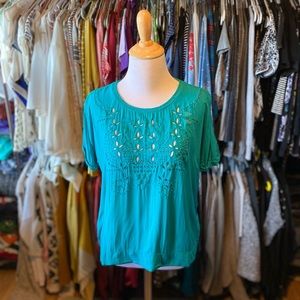 Buttons Crochet Detail Top S